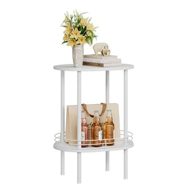 DGSANDGO Small Round Side Table,Bedside Table with Storage,Morden Round Nightstand,Samll Side Table for Living Room,Bathroom,Bedroom, Nursery, Laundry, White - Image 8