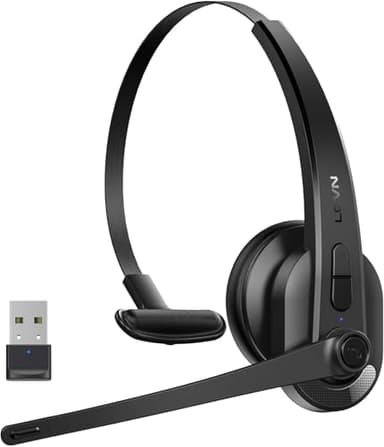 LEVN Wireless Headset with Mic for Work, Bluetooth 5.3 Headset with Microphone (AI Noise Cancelling), Wireless Headphones with Mic & Mute Button for Work from Home/PC/Call Center/Computer/Laptop/Teams - Image 1