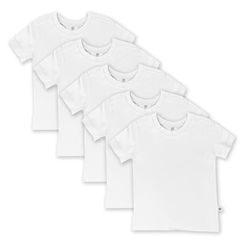 HonestBaby Unisex Baby Organic Cotton Short Sleeve T-shirt Multi-packs Infant-and-toddler-shirts, 5-pack Bright White, 3T US - Image 1