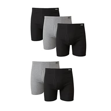 Hanes Men's Comfort Soft Boxer Briefs, X-Large, Black and Gray, 5-Pack - Image 1