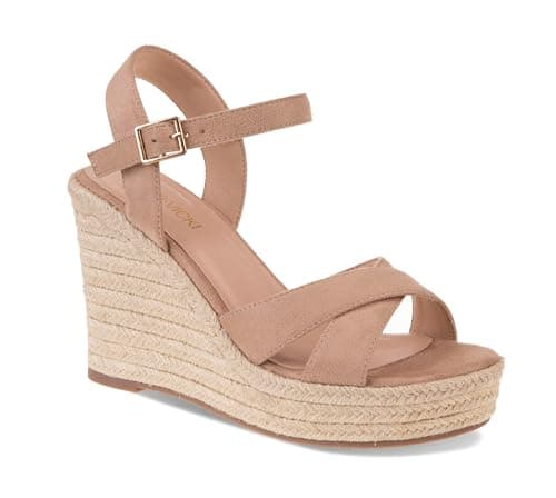 VICKI·VICKI Women's Wedges Heels Espadrilles Sandals Wedge Platform Women Shoes Dressy Summer Apricot Size 7 - Image 1
