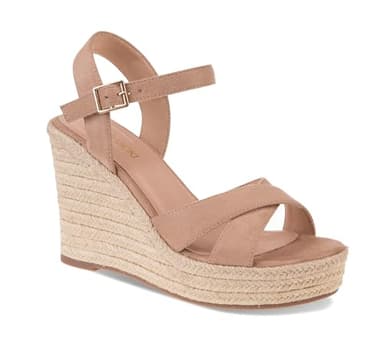 VICKI·VICKI Women's Wedges Heels Espadrilles Sandals Wedge Platform Women Shoes Dressy Summer Apricot Size 7 - Image 1