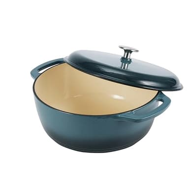 Amazon Basics Cast Iron Dutch Oven Pot with Lid, Enameled, Round, Dual Handles, Heavy-Duty, Medium, 6-Quart, Gray - Image 4