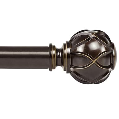 KAMANINA Curtain Rods for Windows 72 to 144 Inches (6-12ft) Long Heavy Duty Curtain Rod, 7/8 Inch Adjustable Decorative Drapery Rods with Netted Texture Finials, Bronze - Image 1