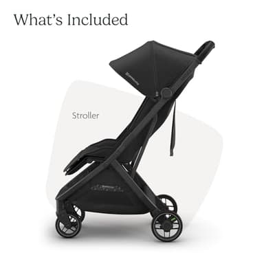 UPPAbaby Minu V3 Travel Stroller | Lightweight + Compact Design | One-Hand Fold + Unfold | from Birth + Overhead Compatible | Jake (Charcoal/Carbon Frame/Black Leather) - Image 2
