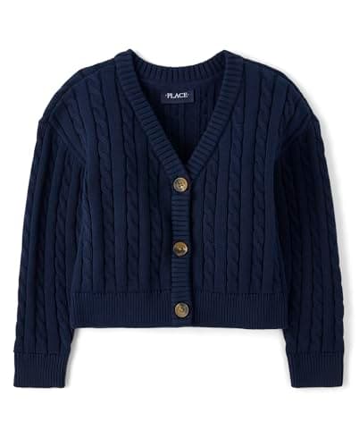 The Children's Place,Girls,Uniform Cardigan Sweater,Navy,Small
