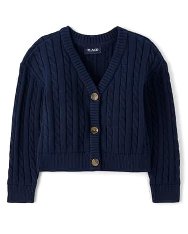 The Children's Place,Girls,Uniform Cardigan Sweater,Navy,Small