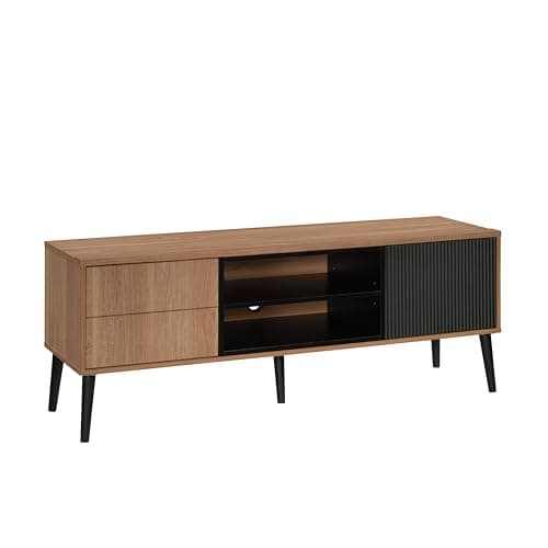 Sauder Ambleside Modern TV Credenza, L: 55.91" x W: 15.67" x H: 20.87", Serene Walnut - Image 1