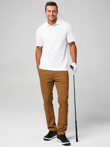 JMIERR Men's Stretch Chino Pants Business Casual Essentials Elastic Waist Classic Fit Tapered Cotton Twill Work Athletic Golf Dress Trousers, M, Camel Brown - Image 5
