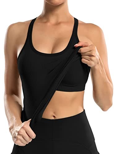 ATTRACO Workout Tank Tops for Women with Built in Bra Golf Yoga Athletic Shirts Slim Fit Black - Image 3