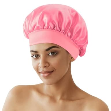 Zixsavk Silk Bonnet for Sleeping Women - Waterproof Shower & Sleep Hair Protector, Adjustable Silk Night Cap for Curly/Natural Hair - Image 1