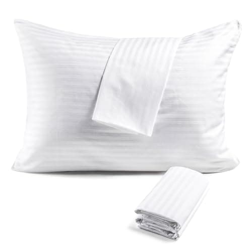 FAUNNA 600TC 100% Cotton Pillow Protectors, Queen Size (20x30), 4 Pack, Oeko-TEX Certified, Hotel Grade Pillow Cover with Silent Zipper, Zip Up Pillow Cases, White - Image 1