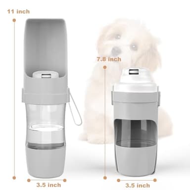 Dog Water Bottle Portable -Foldable Travel Water with Food Container, Leak Proof and Lightweight Water Bottle for Dogs,Dog Stuff Accessories Items,Lightweight & Convenient for Outdoor (Gray, Small) - Image 2