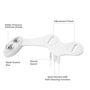 LUXE Bidet NEO 185 - Dual Nozzle, Self-Cleaning, Non-Electric Bidet Attachment for Toilet Seat, Adjustable Water Pressure, Rear & Feminine Wash (White) - Image 8