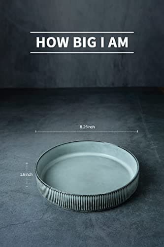 famiware Star 8.25" Pasta Bowls, Large Dinner Bowls Set of 4, Salad Bowl Plates, Shallow Bowls for Eating, Smoky Blue - Image 5