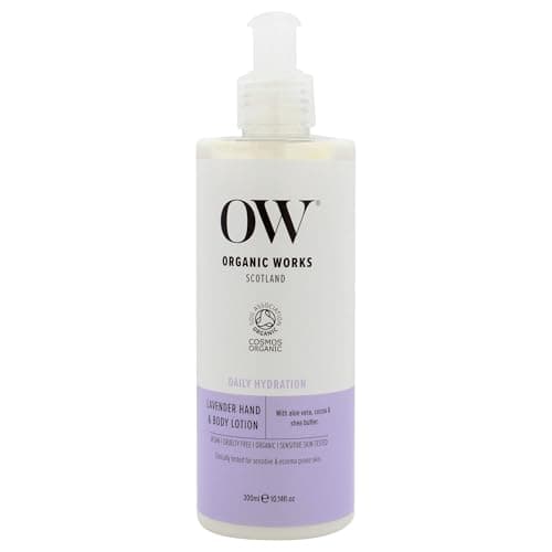 Organic Works Daily Hydration Hand and Body Lotion - Enriched with Vitamin E, Cocoa Butter Lotion for Skin Hydration - Lavender - 10.14 oz - Image 1
