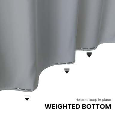 NECHEGI Shower Curtain Washable Cloth Bathroom Shower Curtain with 12 Hooks and Weighted Bottom, Fabric Rustic Striped Shower Curtain 72x72 Inches Grey - Image 5