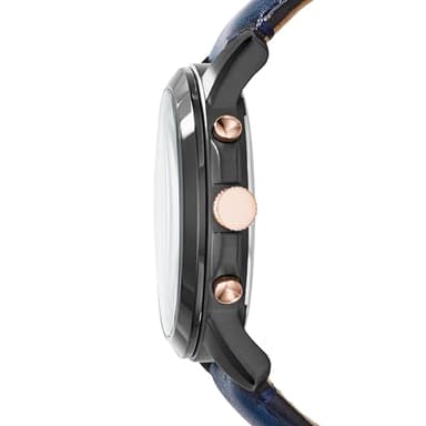 Fossil Men's Grant 44mm Quartz Stainless Steel and Leather Chronograph Watch for Men, Color: Black, Blue (Model: FS5061) - Image 2