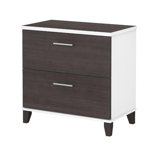 Bush Furniture 2 Drawer Lateral File Cabinet, Letter and Legal-Size Document Storage for Home or Professional Office, Somerset Collection, White and Storm Gray - Image 1