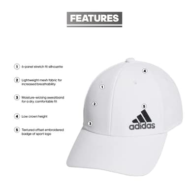 adidas Men's Release 3 Structured Stretch Fit Cap, White/Onix Grey/Black, Large-X-Large - Image 2
