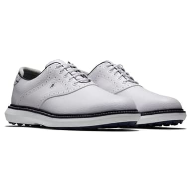 FootJoy Men's Traditions Spikeless Previous Season Style Golf Shoe, White/White/Navy, 10 - Image 5
