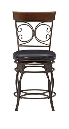 Powell Big and Tall Back Scroll Stool, Counter Height, Dark Bronze/Brown - Image 10