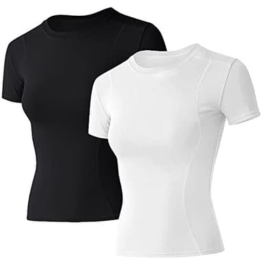 Loovoo Womans Basic Baby Tops Active Sports Yoga Clothing Spandex Cropped Tee Lady Crew-Neck Fitness Cute Slim Activewear - Image 1