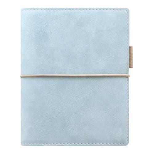 Filofax Domino Soft Organizer, Pocket Size, Pale Blue - Smooth, Leather-Look, Grain Effect, Tactile, Six Rings, Week-to-View Calendar Diary, Multilingual, 2025 (C022582-25) - Image 1