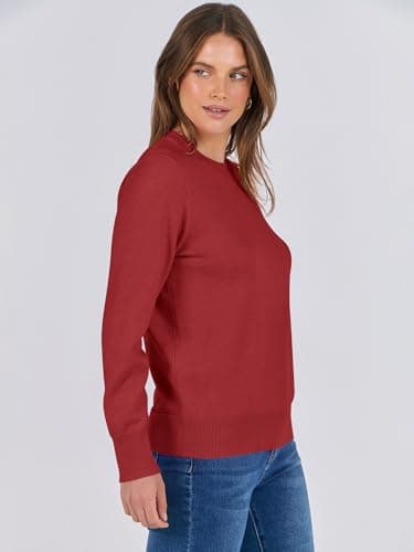 ANRABESS Sweaters for Women Long Sleeve Lightweight Crewneck Soft Basic Knit Loose Fit Pullover Top 2025 Fall Trendy Outfits Brick Red Medium - Image 5