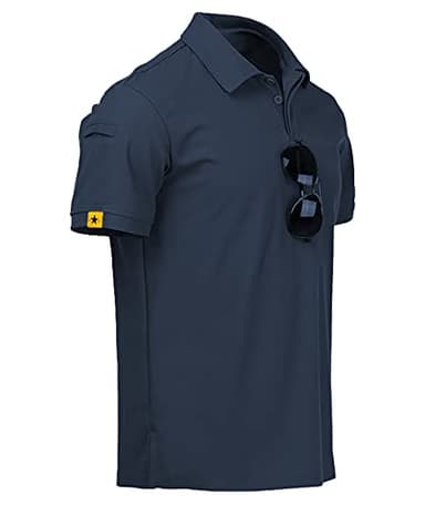 ZITY Mens Polo Shirt Short Sleeve Sports Tactical T-Shirt Athletic Golf Polos Daily Casual Stylish Collared Shirts for Men Navy Medium - Image 1
