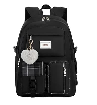 Acmebon Girl Roomy Fashion Laptop Backpack Casual Daily Backpack for Women Black - Image 1