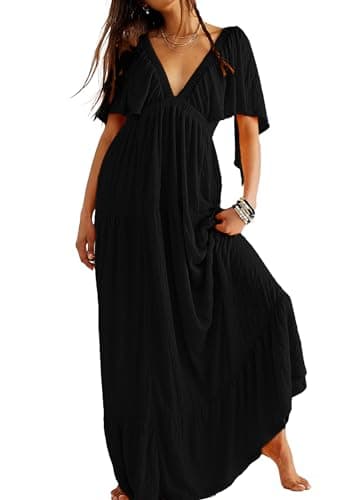 Kikibell Womens Dresses Summer FP Dress Dupes Modest Dresses for Women Long Dress with Sleeves Maxi Summer Dresses Black XS - Image 2