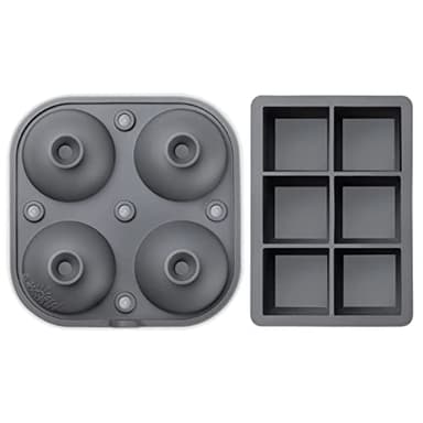 Samuelworld Large Silicone Premium Ice Trays, 2-Pack Combo, 2 Inches Big Cubes & 2.5 Inches Sphere Ice Molds - BPA Free, Craft Ice Maker for Gifting, Whiskey, Cocktails, Easy Release - Gray - Image 3