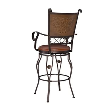 Powell Company Big and Tall Copper Stamped Back Barstool with Arms Bar Stool, Bronze - Image 9