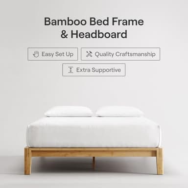 Nectar Bamboo Platform Bed Frame - Full - Natural - Floating Center Support Legs - 12” Height - Easy Tool Free Set Up - Contemporary and Durable - Sturdy Wooden Support Slats - Holds Up to 800 Pounds - Image 2