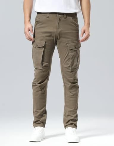 Plaid&Plain Men's and Women's Pacific Blue Cargo Pants - Slim Fit, 3D Shape, Articulated Knees, Stretchy Fabric C804 A-Grey 33WX34L - Image 9