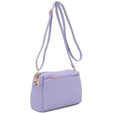 FashionPuzzle Triple Zip Small Crossbody Bag (Lavender) - Image 2
