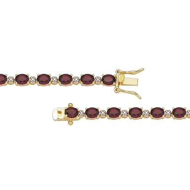 Amazon Essentials Yellow 18K Gold Plated Sterling Silver Genuine Garnet and 0.005 cttw Diamond Accent Tennis Bracelet, 7.25" (previously Amazon Collection) - Image 3