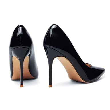Elisabet Tang Women's High Heels Pumps Closed Pointed Toe Stiletto 4inch Heels Classic Office Special Dressy Wedding Pump Shoes Black 7 - Image 4
