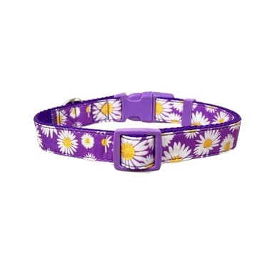 Olahibi Dog Collar, Floral Pattern, Nylon Webbing Plus Cotton Ribbon, for Medium Dogs.(M, Purple Daisy) - Image 2