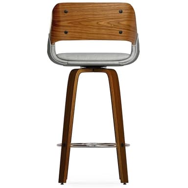 SIMPLIHOME Carly Swivel Bar Stools (Set of 2) - 16 inch Seat Height Upholstered Wood Chairs in Grey Linen Look Fabric, Contemporary Seating for Kitchen or Bar with Walnut Finish - Image 6