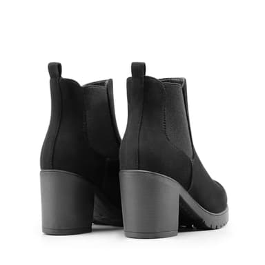 DREAM PAIRS Women's High Chunky Heel Chelsea Ankle Boots Slip On Elastic Fall Heeled Booties Shoes,Size 7.5,Black,FRE - Image 4