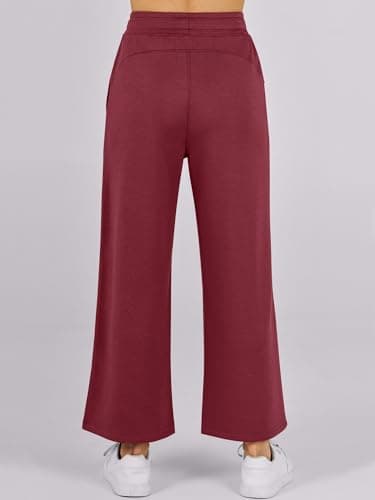 ANRABESS Women 2 Piece Lounge Sets Summer Travel Sweat Outfits Short Sleeve Wide Leg Casual Matching Tracksuits Clothes Wine Red Large - Image 7