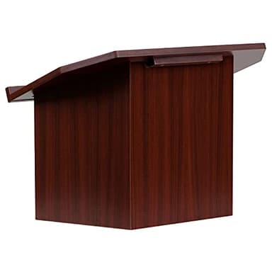 Flash Furniture Mysta Portable Tabletop Lectern with Hinged Foldable Base and Slanted Tabletop in Mahogany - Image 4
