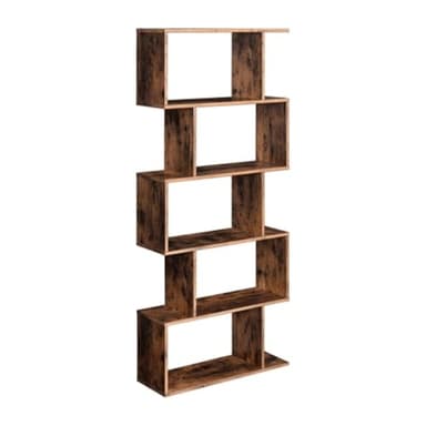 VASAGLE Bookcase, 5-Tier Bookshelf, Display Shelf and Room Divider, Freestanding Decorative Storage Shelving, Rustic Brown ULBC62BX, 27.6”L x 9.4”W x 62.6”H (70 x 24 x 159 cm) - Image 1