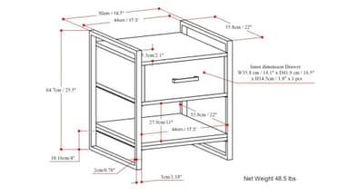 SIMPLIHOME Riverside SOLID MANGO WOOD and Metal 20 inch Wide Rectangle Modern Industrial End Side Table in Natural for the Living Room and Bedroom - Image 2