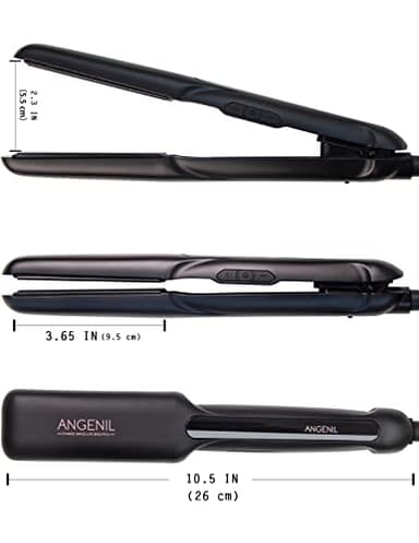 ANGENIL Tourmaline Ceramic Flat Iron Hair Straightener 1.6 inch Wide, Straightening and Curling Iron 2 in 1, Dual Voltage Hair Curler for Womens Smoother &Thick Hair, 30S Fast Heating, LCD Display - Image 8