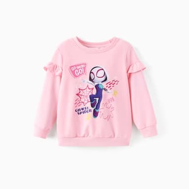 Disney Marvel Spider-Gwen Costume Girls Ghost Spider Clothes Ruffle Long Sleeve Sweatshirt and Leggings Outfit 2 Piece Set Costume Girls Fall Clothes Pink 3T - Image 3