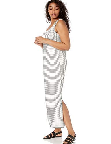 Amazon Essentials Women's Supersoft Terry Racerback Maxi Dress (Previously Daily Ritual), Black White Thin Stripe, X-Large - Image 6