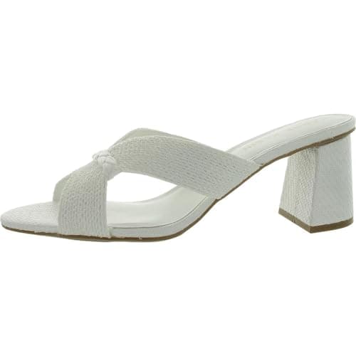 Anne Klein Women's Aubrie Heel Sandal, White Raffia,8 M - Image 1